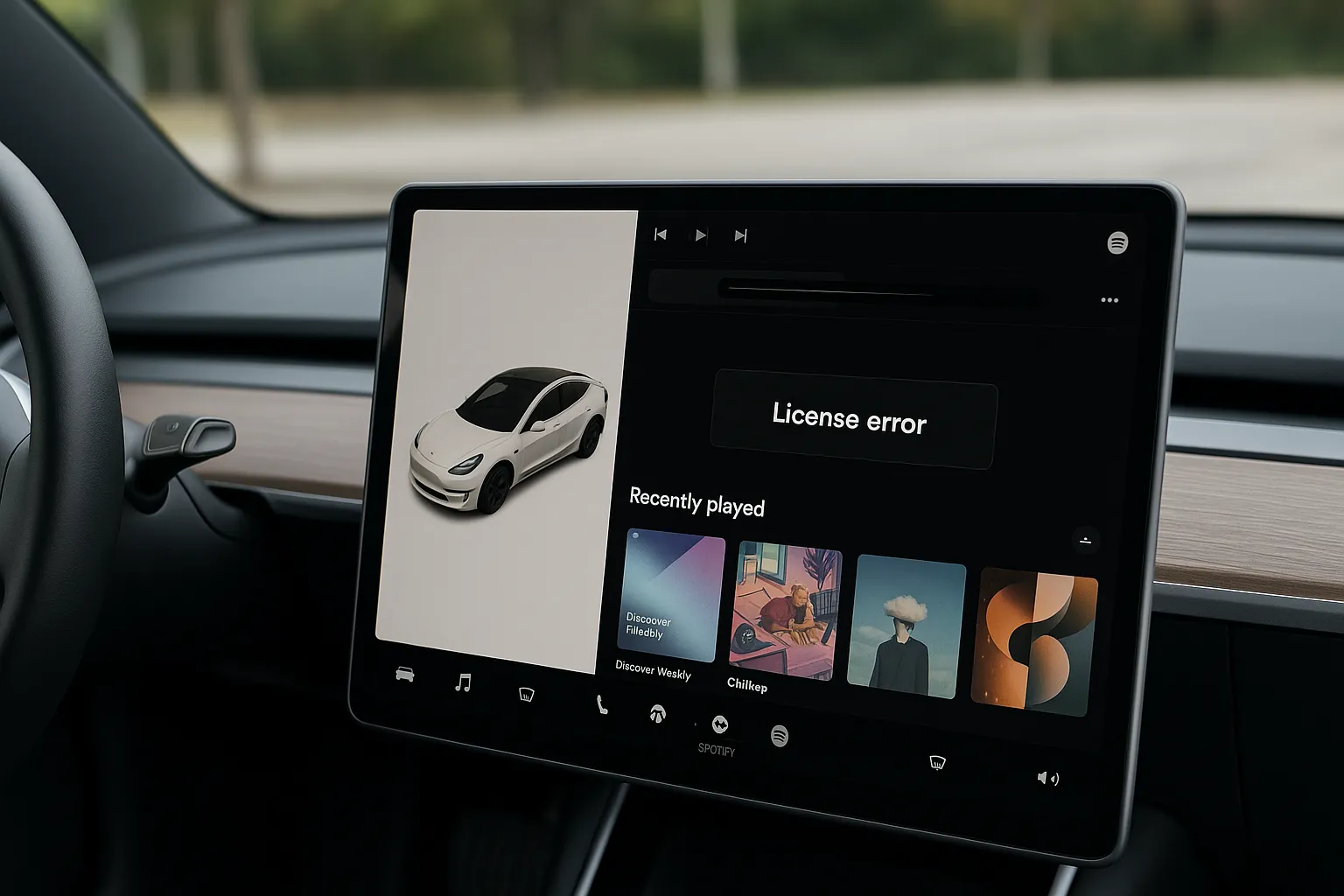 license error spotify tesla